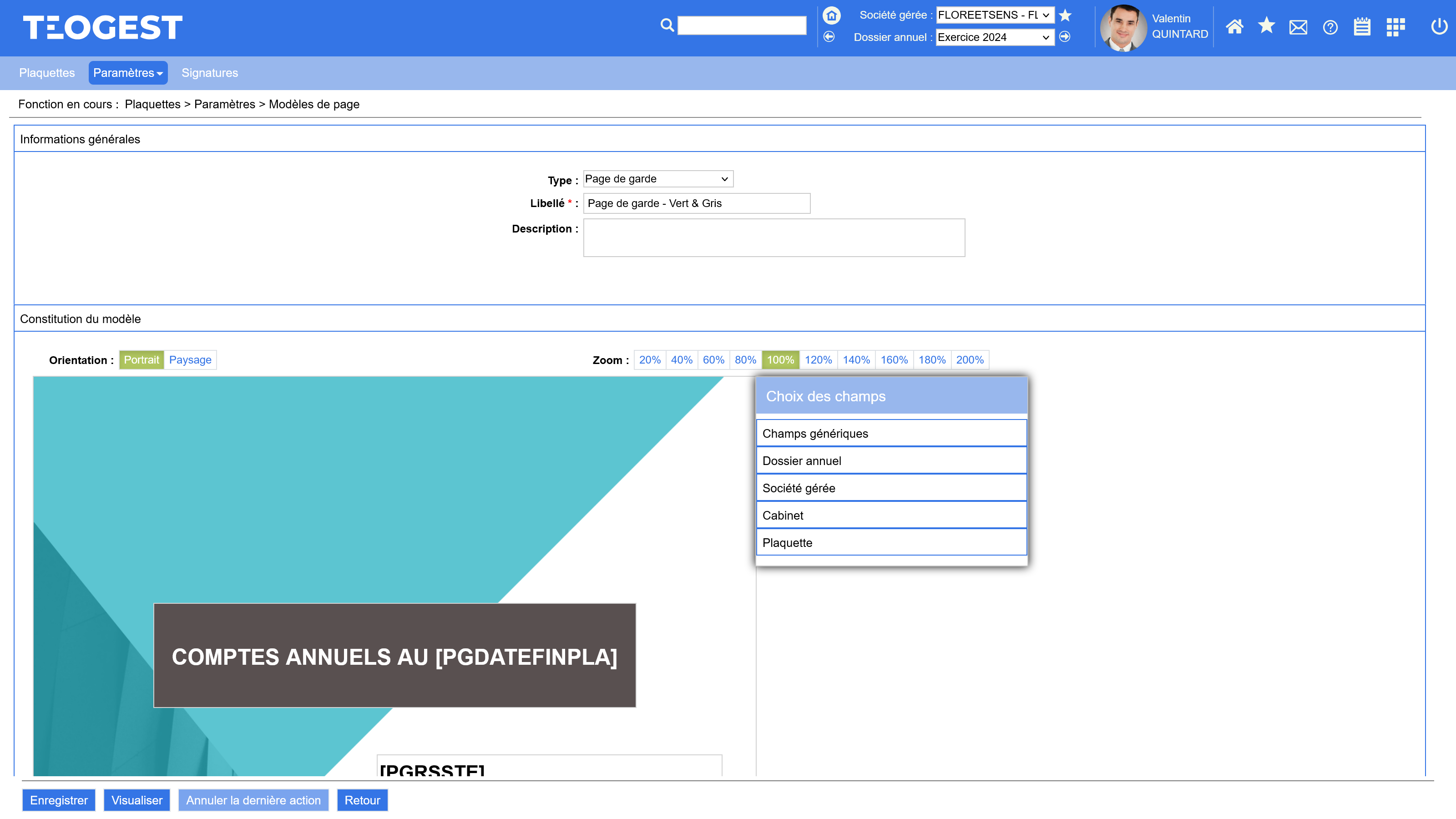 Creation de page de garde personnalisable a la charte du cabinet ou du client